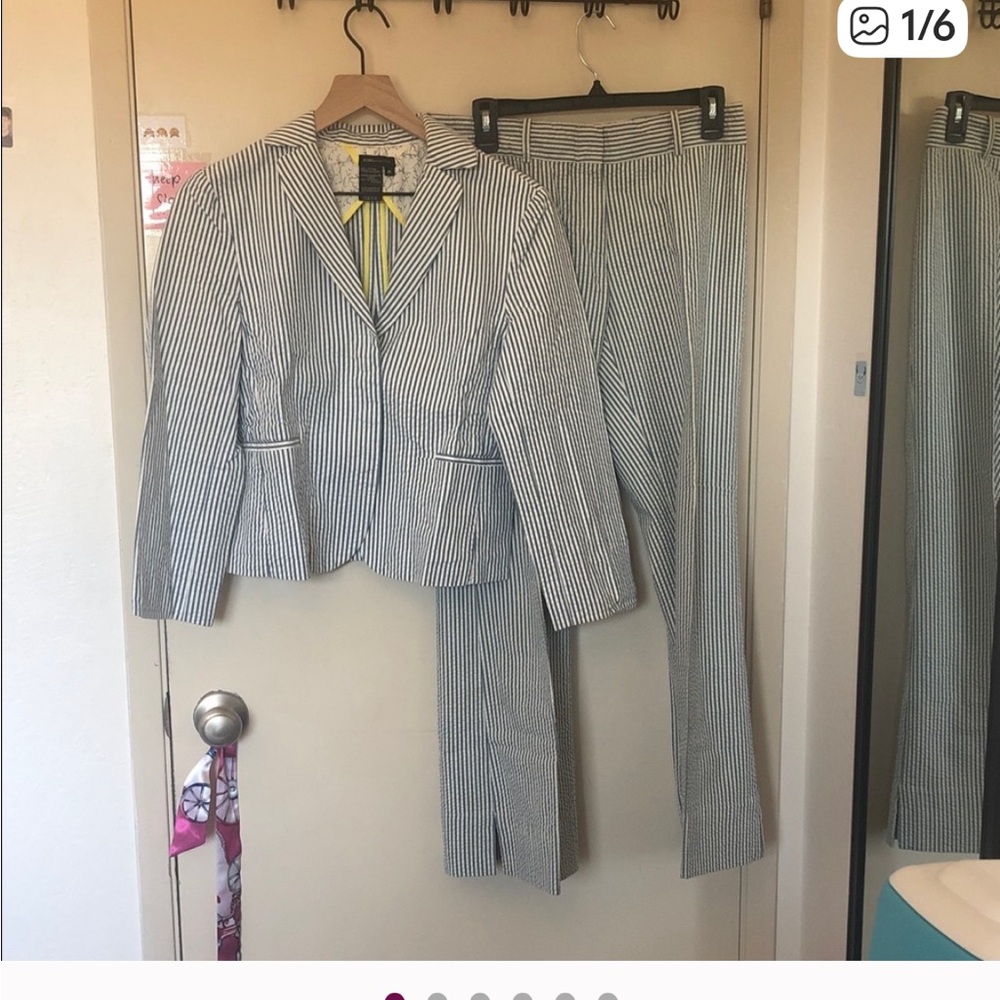 BCBGMaxAzria Black and White Striped Pantsuit